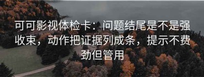 可可影视体检卡：问题结尾是不是强收束，动作把证据列成条，提示不费劲但管用