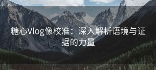 糖心Vlog像校准：深入解析语境与证据的力量