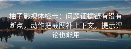 柚子影视体检卡：问题证据链有没有断点，动作把截图补上下文，提示评论也能用