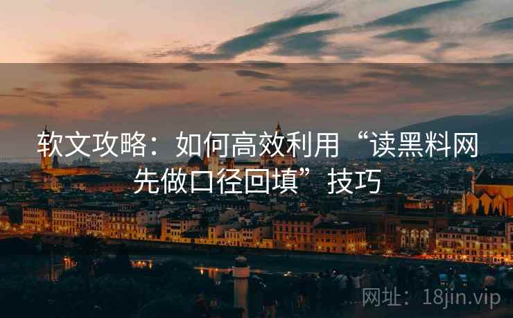软文攻略：如何高效利用“读黑料网先做口径回填”技巧